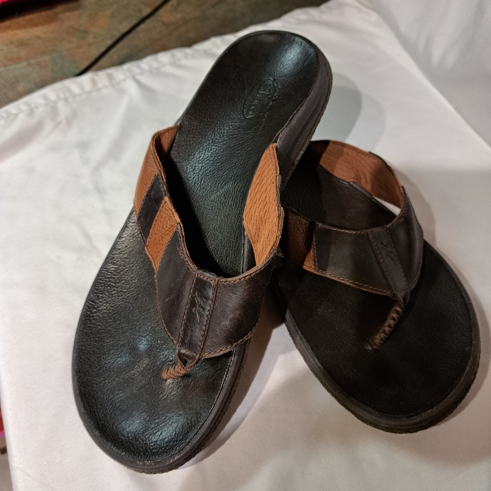 Chaco Dark Brown Leather Flip-Flops